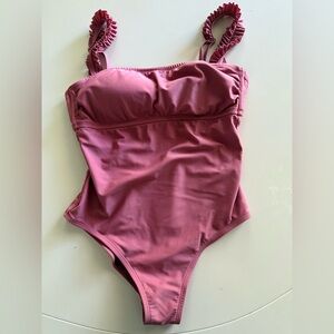 Kona Sol Pink One Piece Swimsuit with Ruffle Straps